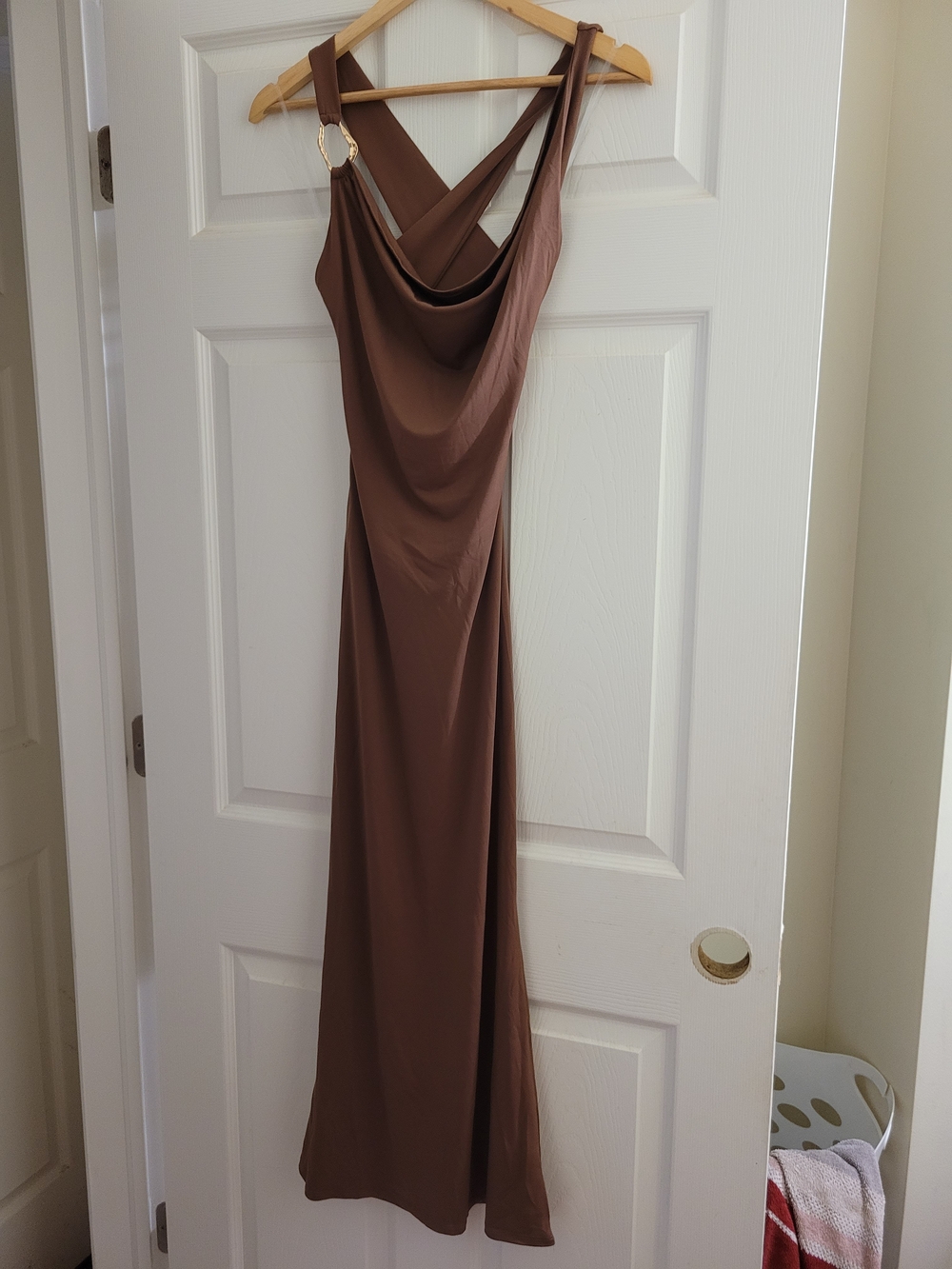 Women's Brown Open Back Maxi Dress